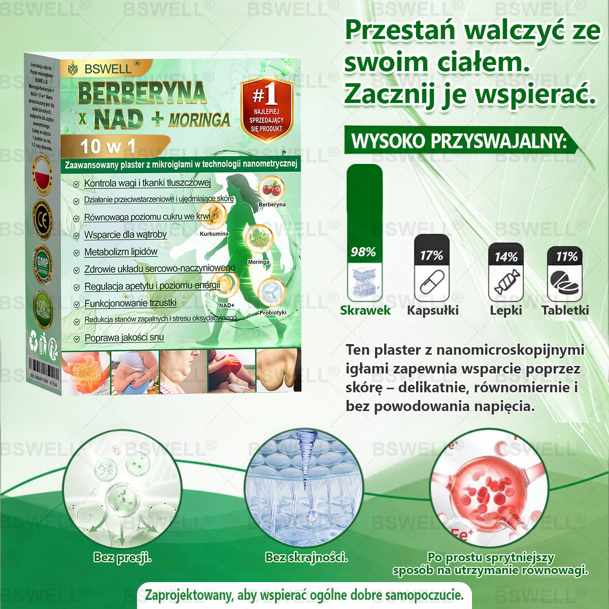 🧑‍⚕️🏆   BSWELL® Nano mikroigłowy plaster wyszczuplający (Raz dziennie, efekty już po 28 dniach ✅ Wspiera odchudzanie, serce, cukrzycę, sen, jelita, stawy i więcej.