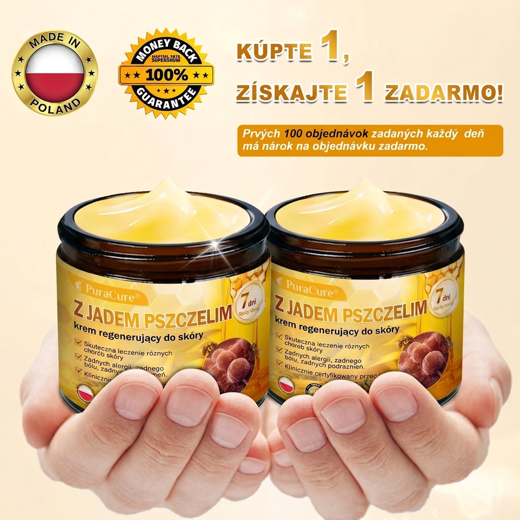 🥇🐝PuraCure® Jad Pszczeli Regeneracja Skóry Krem(👨‍⚕‍CE zatwierdzone)👍✅