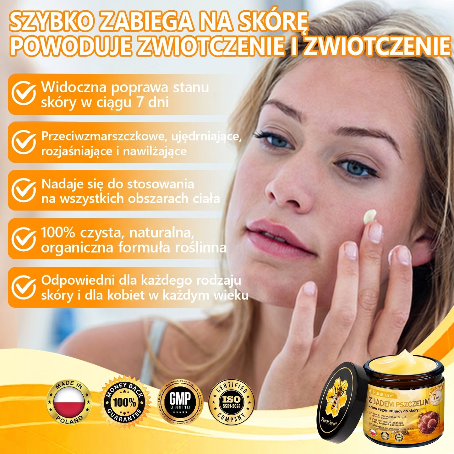 🥇🐝PuraCure® Jad Pszczeli Regeneracja Skóry Krem(👨‍⚕‍CE zatwierdzone)👍✅