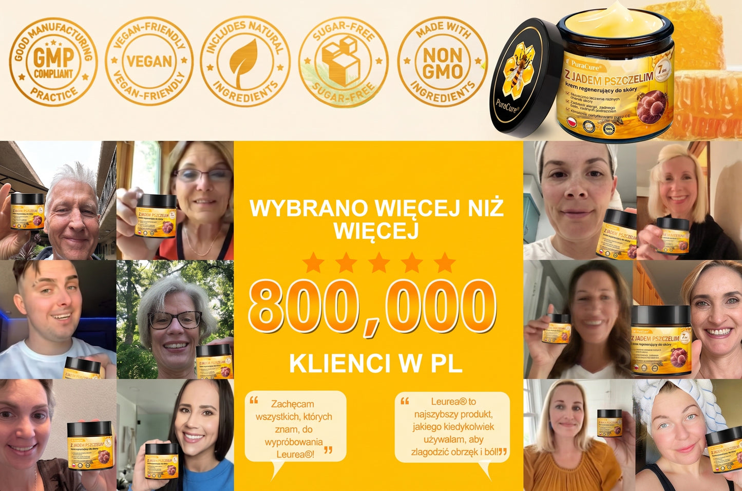 🥇🐝PuraCure® Jad Pszczeli Regeneracja Skóry Krem(👨‍⚕‍CE zatwierdzone)👍✅